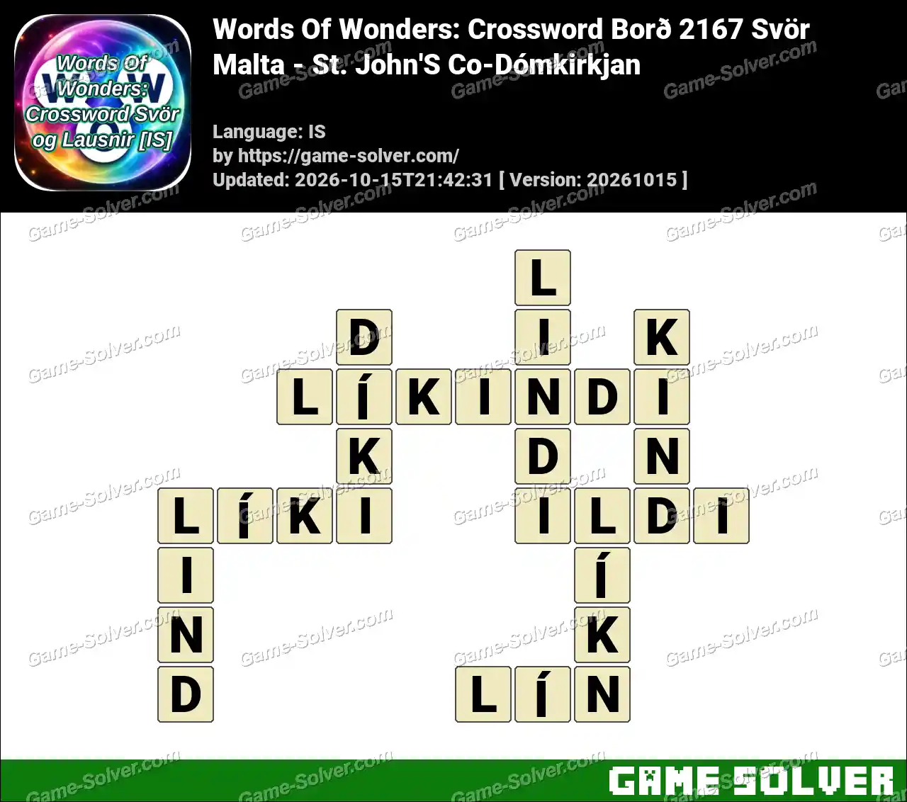 Words Of Wonders: Crossword Borð 2167 Svör – Malta – St. John’S Co-Dómkirkjan